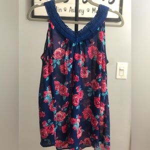 Blue floral tank top